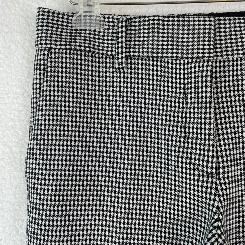 Ann Taylor Devin Fit Houndstooth Ankle Dress Pants Black White Womens 6